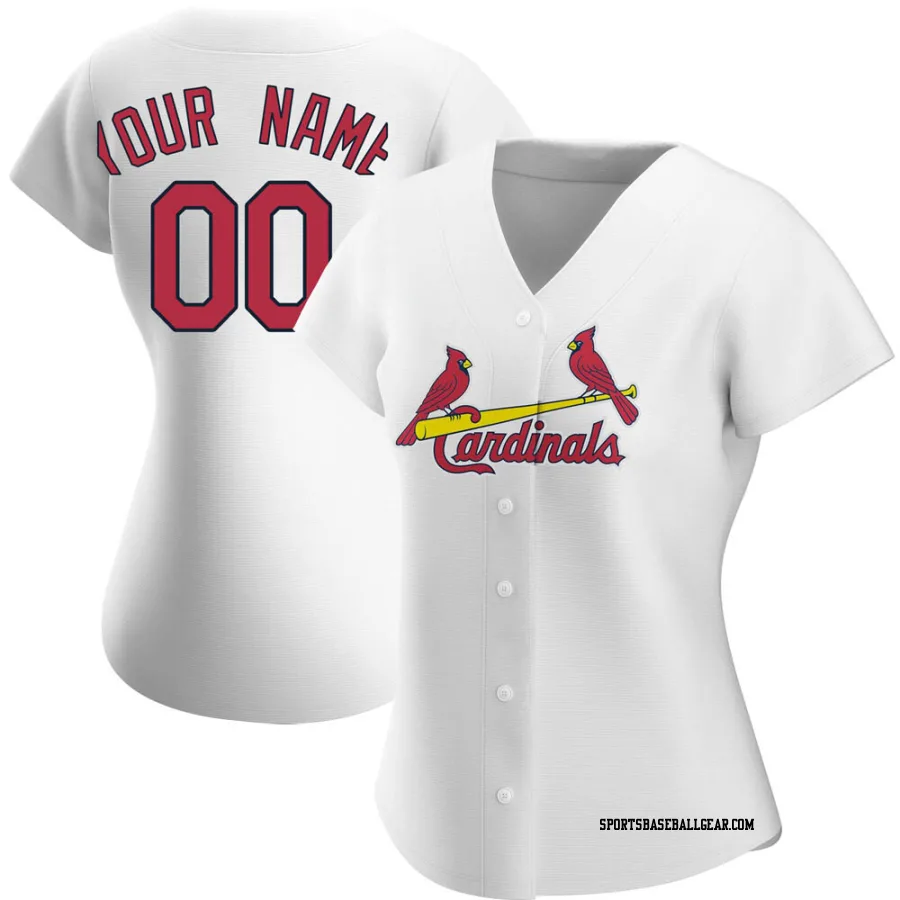 Custom Women's St. Louis Cardinals White Replica Home Jersey