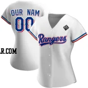 Custom Women's Texas Rangers White Authentic Home 2023 World Series Jersey