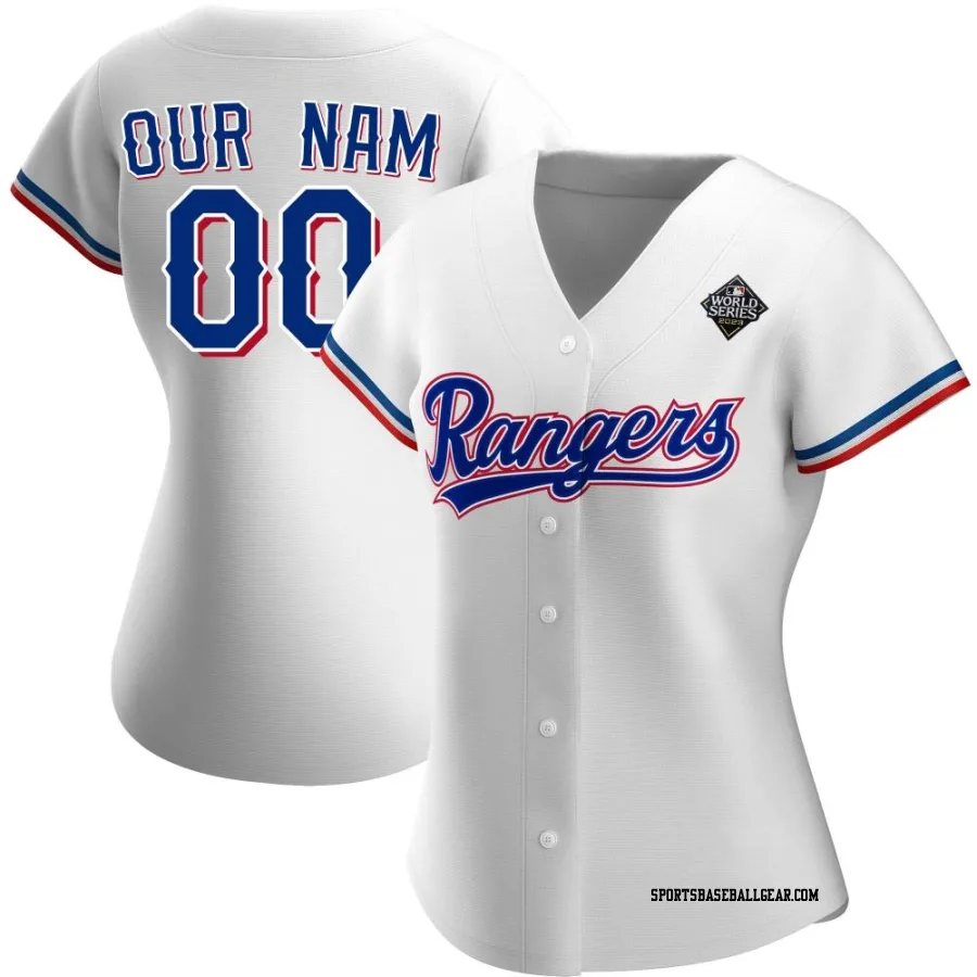 Custom Women's Texas Rangers White Authentic Home 2023 World Series Jersey