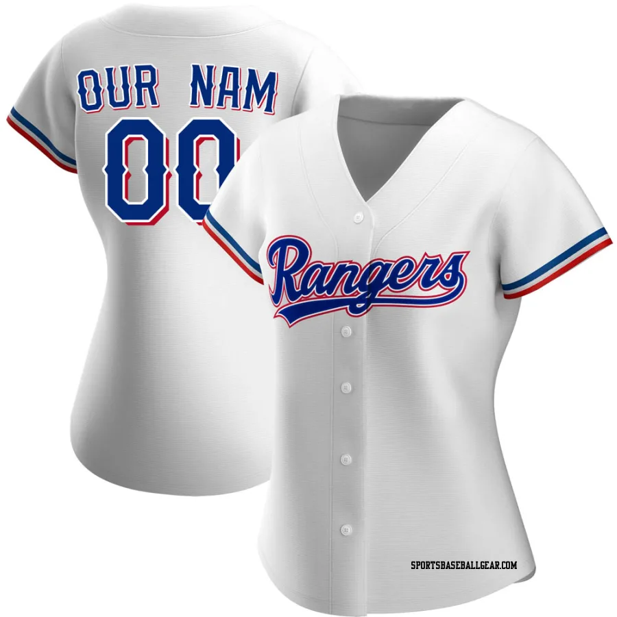 Custom Women's Texas Rangers White Authentic Home Jersey