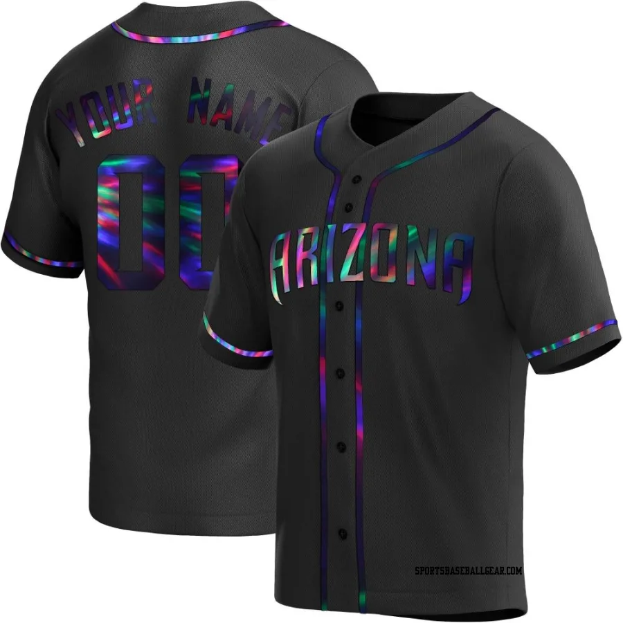 Custom Youth Arizona Diamondbacks Black Holographic Replica Alternate Jersey