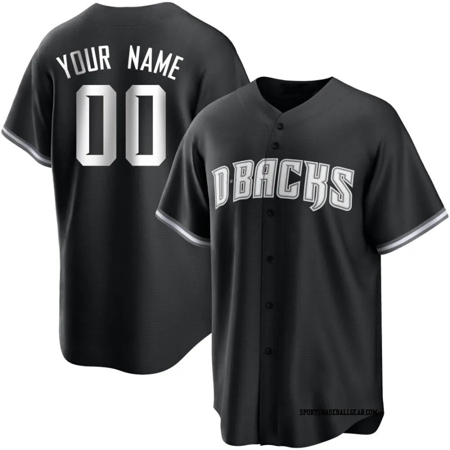 Custom Youth Arizona Diamondbacks Black/White Replica Jersey