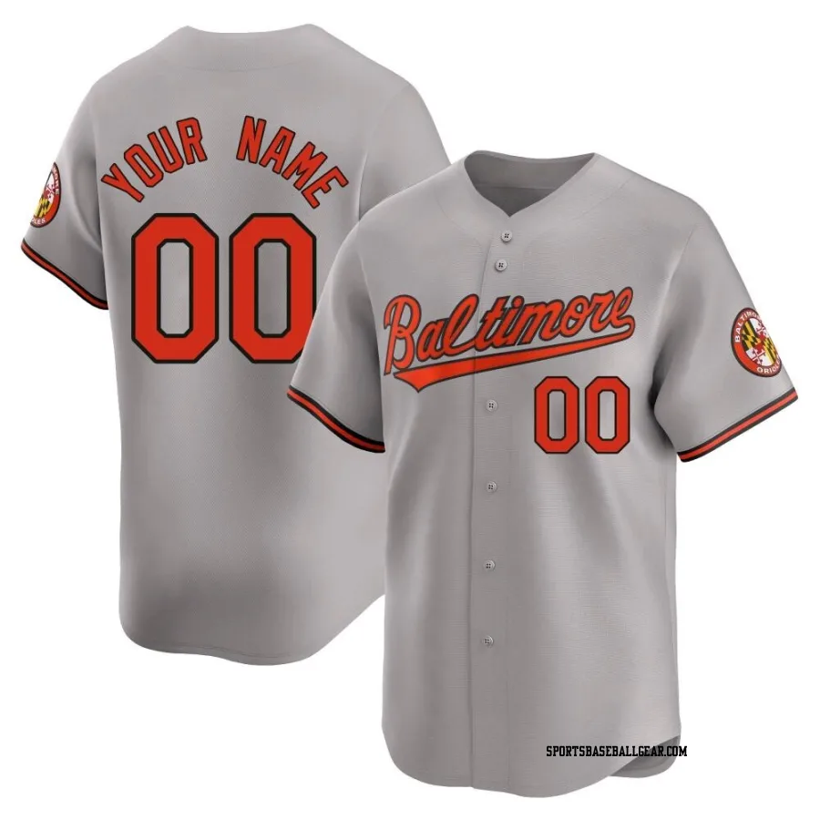 Custom Youth Baltimore Orioles Gray Limited Road Jersey