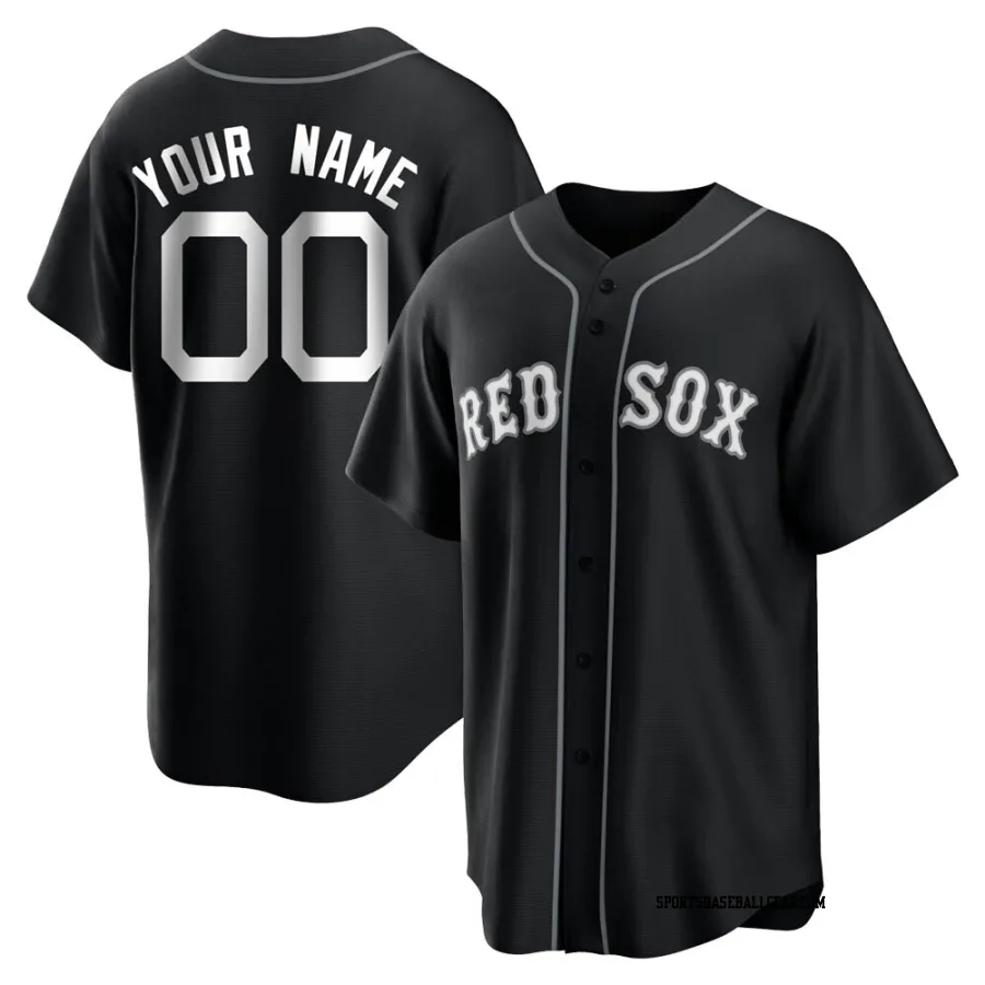 Custom Youth Boston Red Sox Black/White Replica Jersey