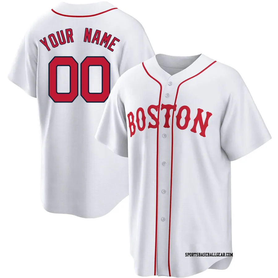 Custom Youth Boston Red Sox White Replica 2021 Patriots' Day Jersey