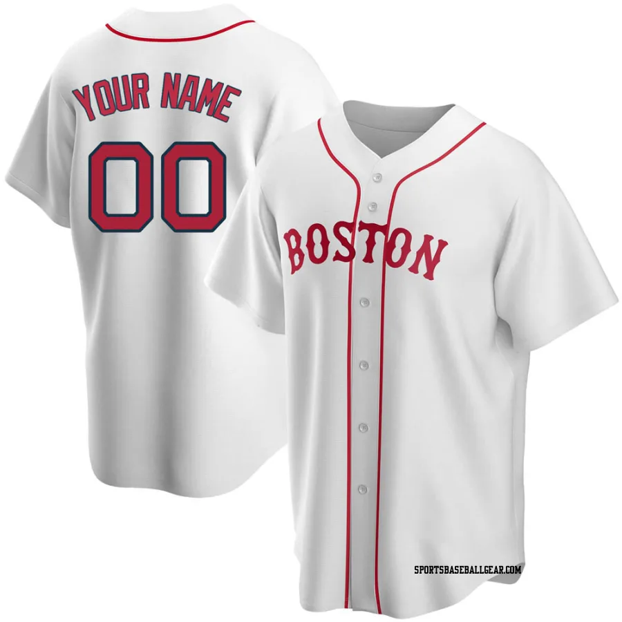 Custom Youth Boston Red Sox White Replica Alternate Jersey