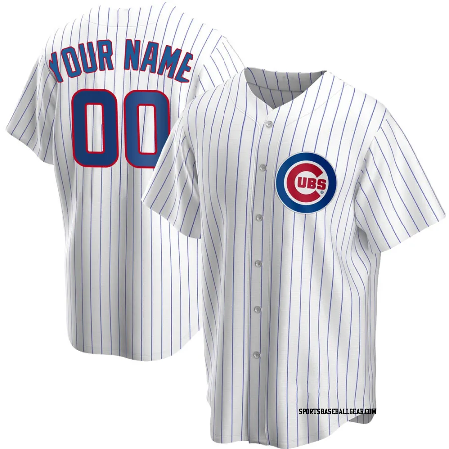 Custom Youth Chicago Cubs White Replica Home Jersey