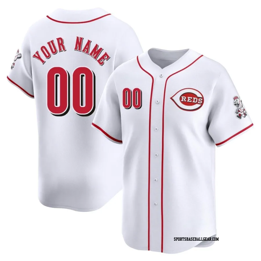 Custom Youth Cincinnati Reds White Limited Home Jersey