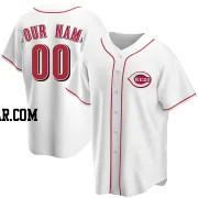 Custom Youth Cincinnati Reds White Replica Home Jersey