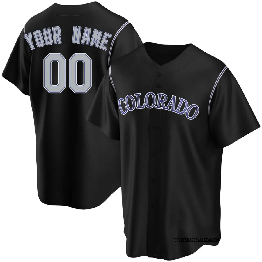 Custom Youth Colorado Rockies Black Replica Alternate Jersey