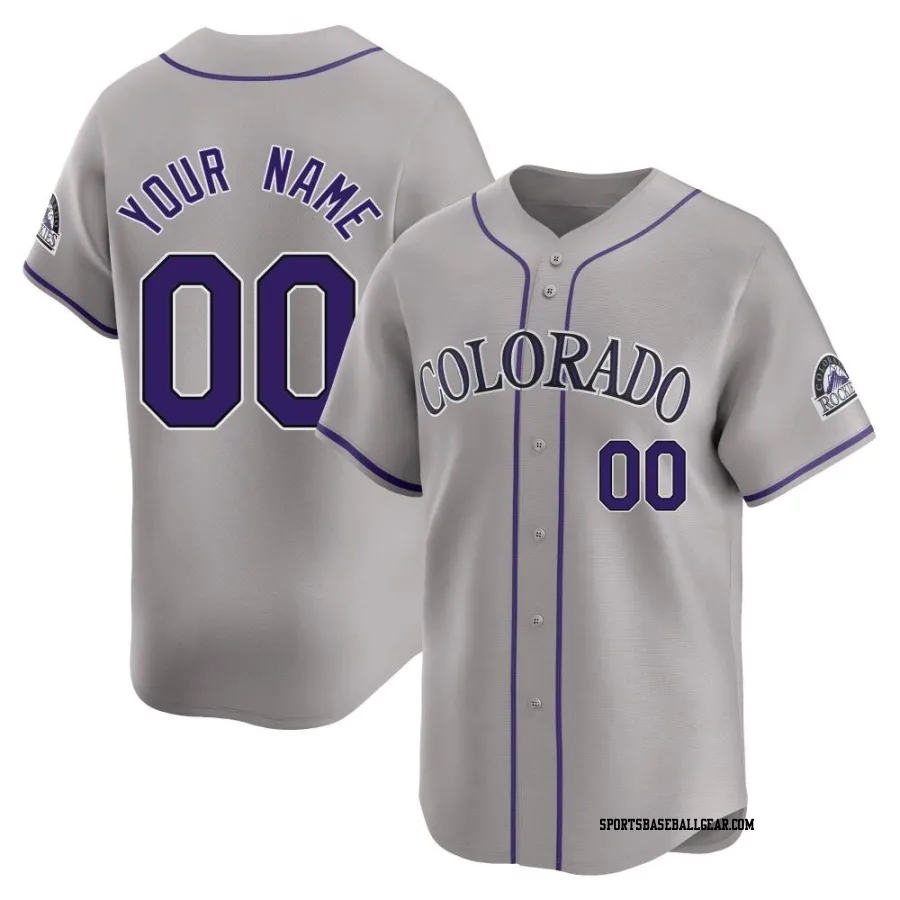 Custom Youth Colorado Rockies Gray Limited Road Jersey