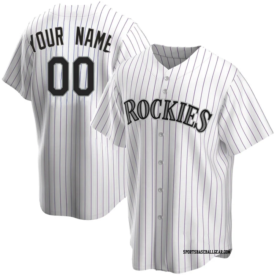 Custom Youth Colorado Rockies White Replica Home Jersey