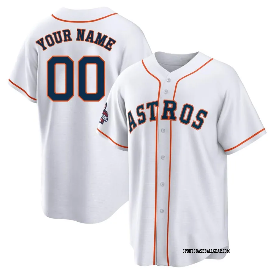 Custom Youth Houston Astros White Replica 2022 World Series Champions Home Jersey