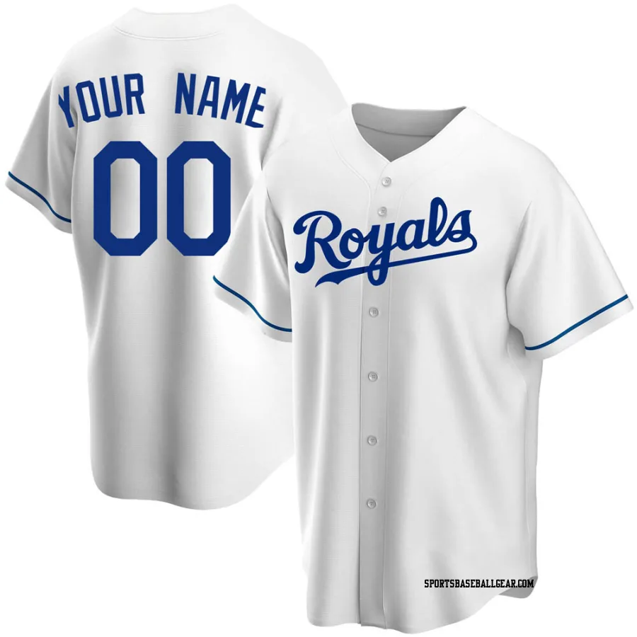 Custom Youth Kansas City Royals White Replica Home Jersey