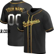 Custom Youth Los Angeles Dodgers Black Golden Replica Alternate Jersey