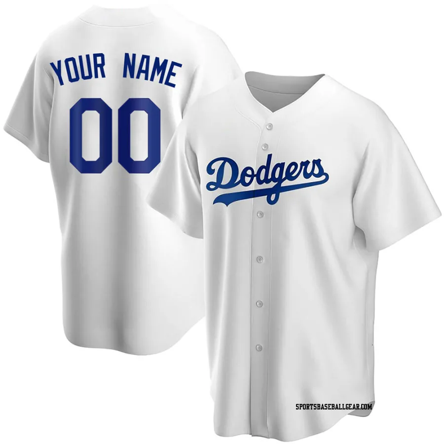 Custom Youth Los Angeles Dodgers White Replica Home Jersey