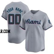 Custom Youth Miami Marlins Gray Limited Road Jersey