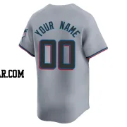 Custom Youth Miami Marlins Gray Limited Road Jersey