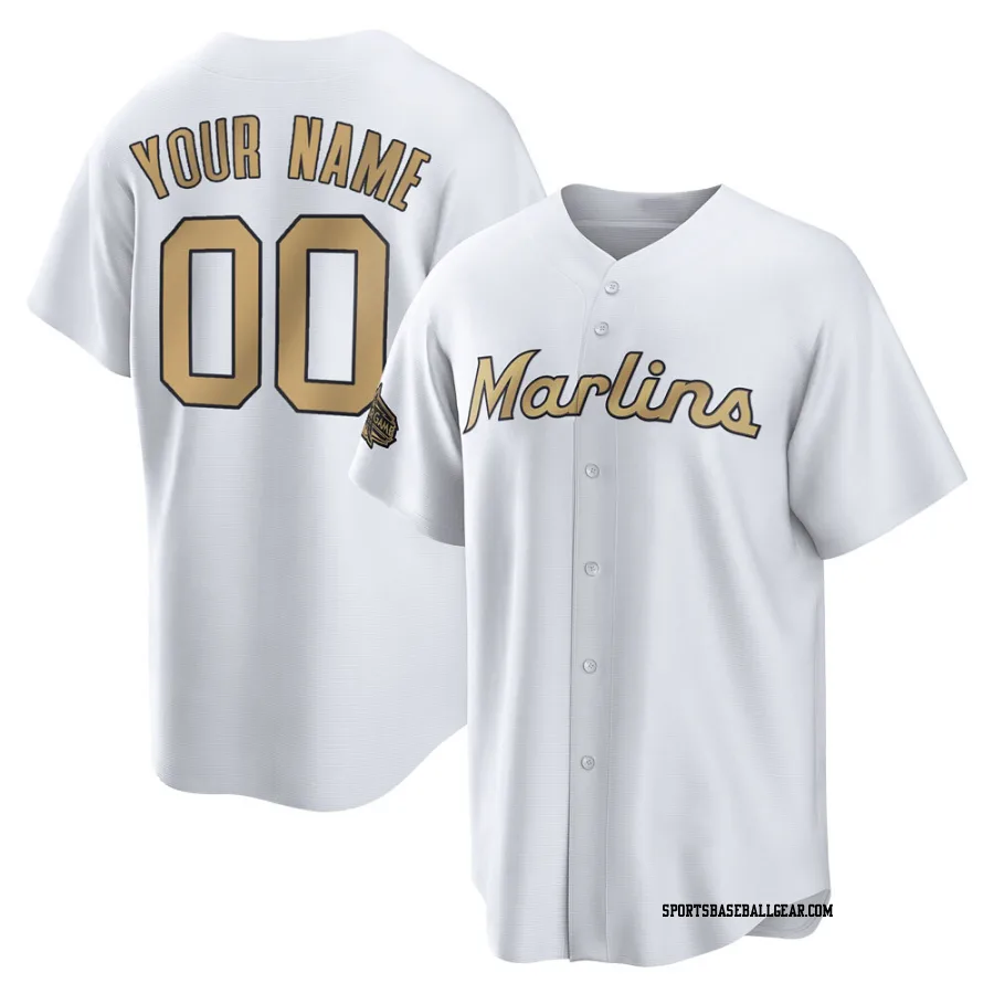 Custom Youth Miami Marlins White Game Replica 2022 All-Star Jersey