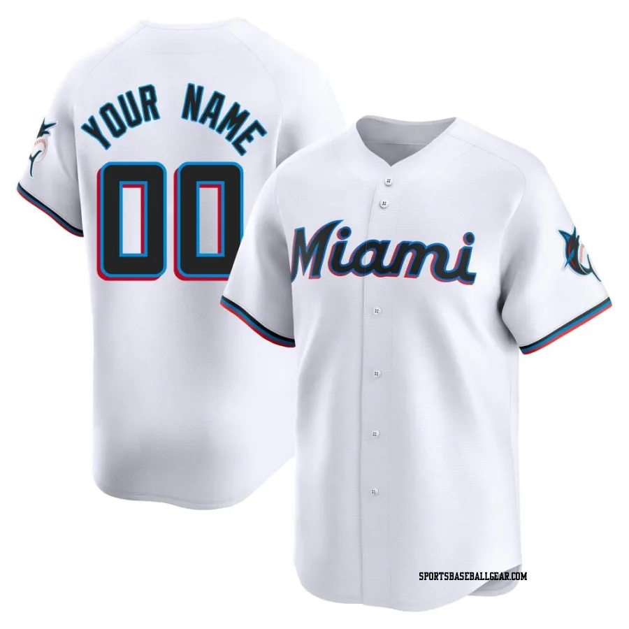 Custom Youth Miami Marlins White Limited Home Jersey