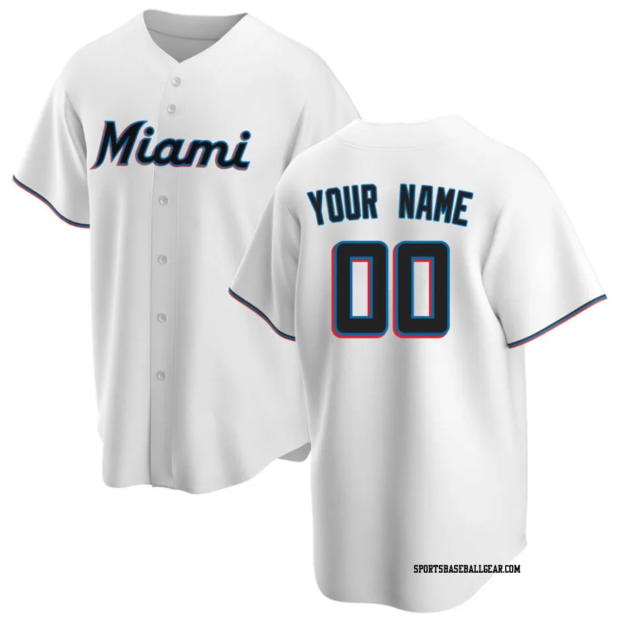 Custom Youth Miami Marlins White Replica Home Jersey