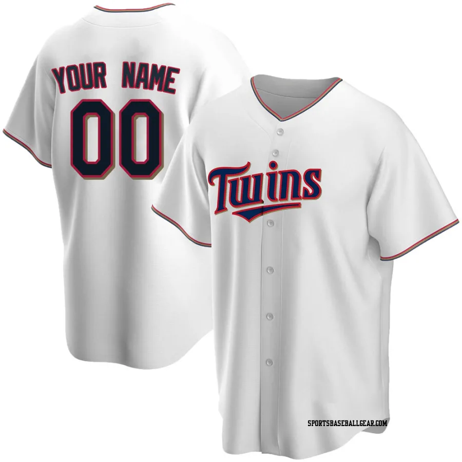 Custom Youth Minnesota Twins White Replica Home Jersey