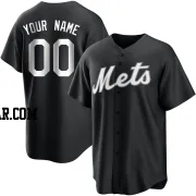 Custom Youth New York Mets Black/White Replica Jersey