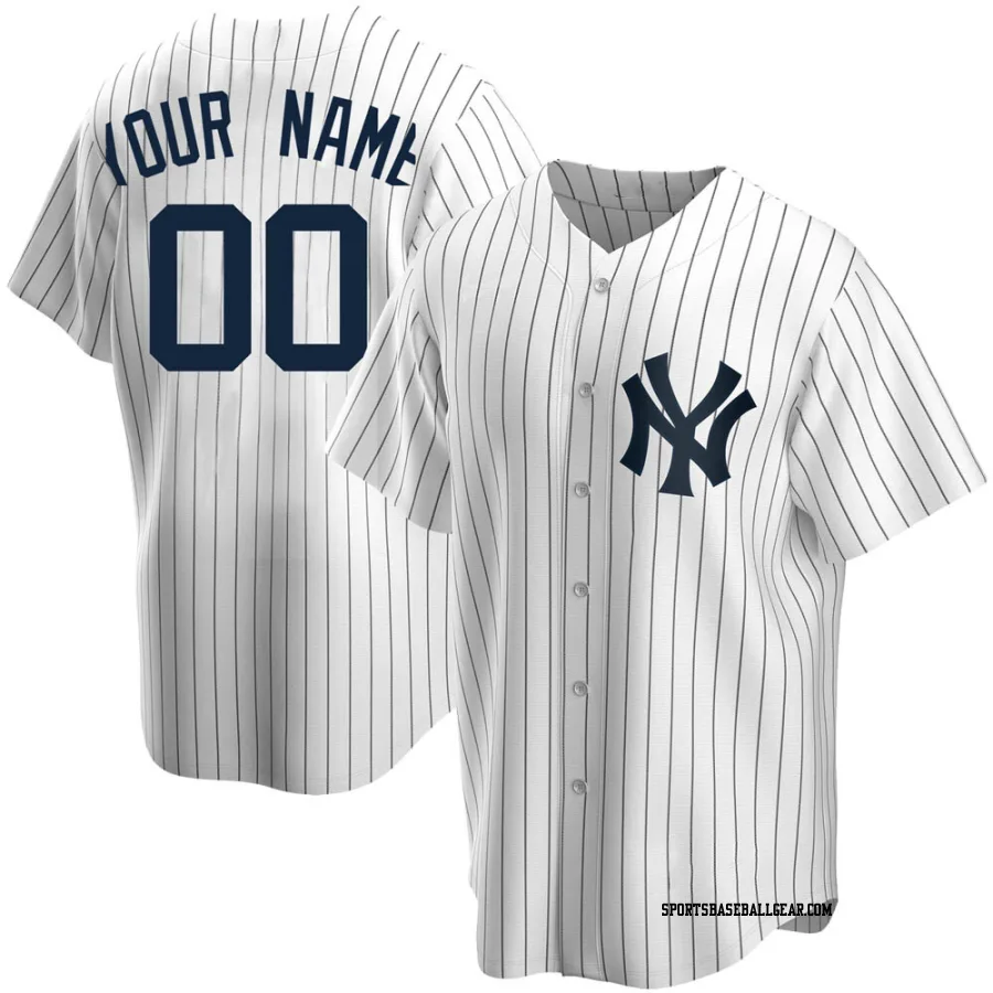 Custom Youth New York Yankees White Replica Home Jersey