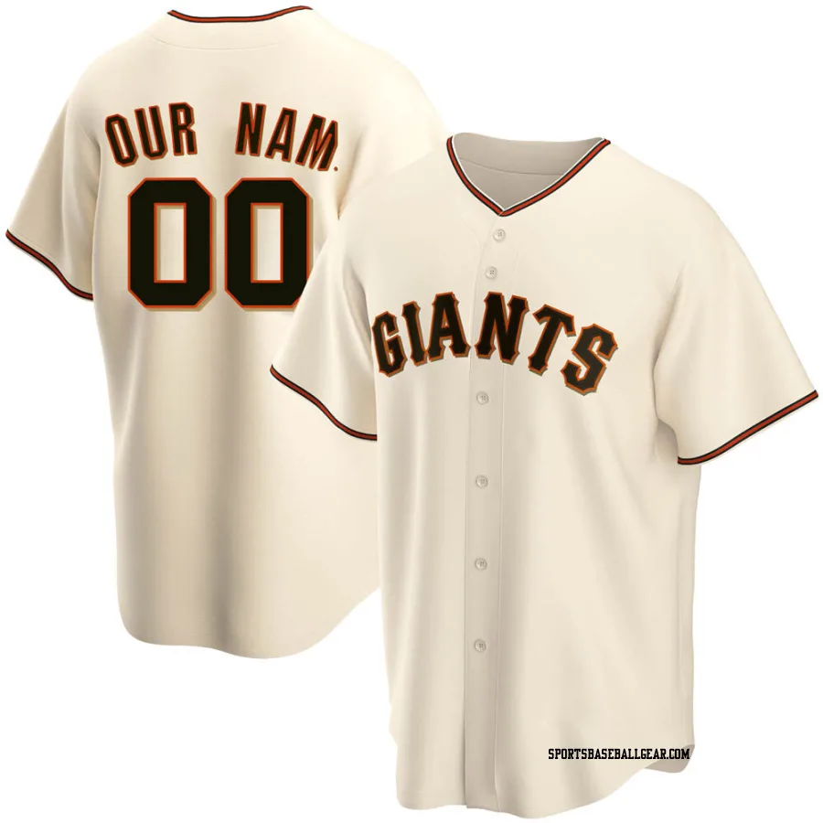 Custom Youth San Francisco Giants Cream Replica Home Jersey