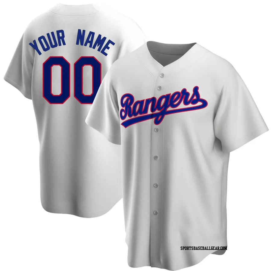 Custom Youth Texas Rangers White Replica Home Cooperstown Collection Jersey