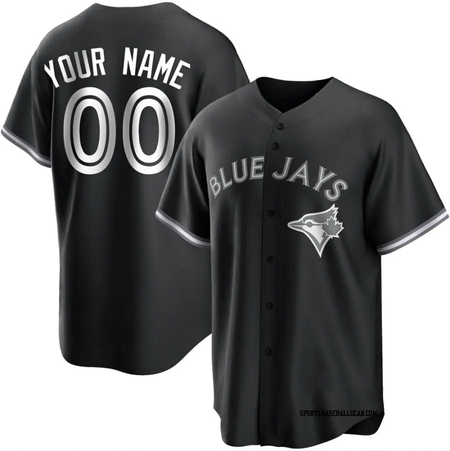 Custom Youth Toronto Blue Jays Black/White Replica Jersey