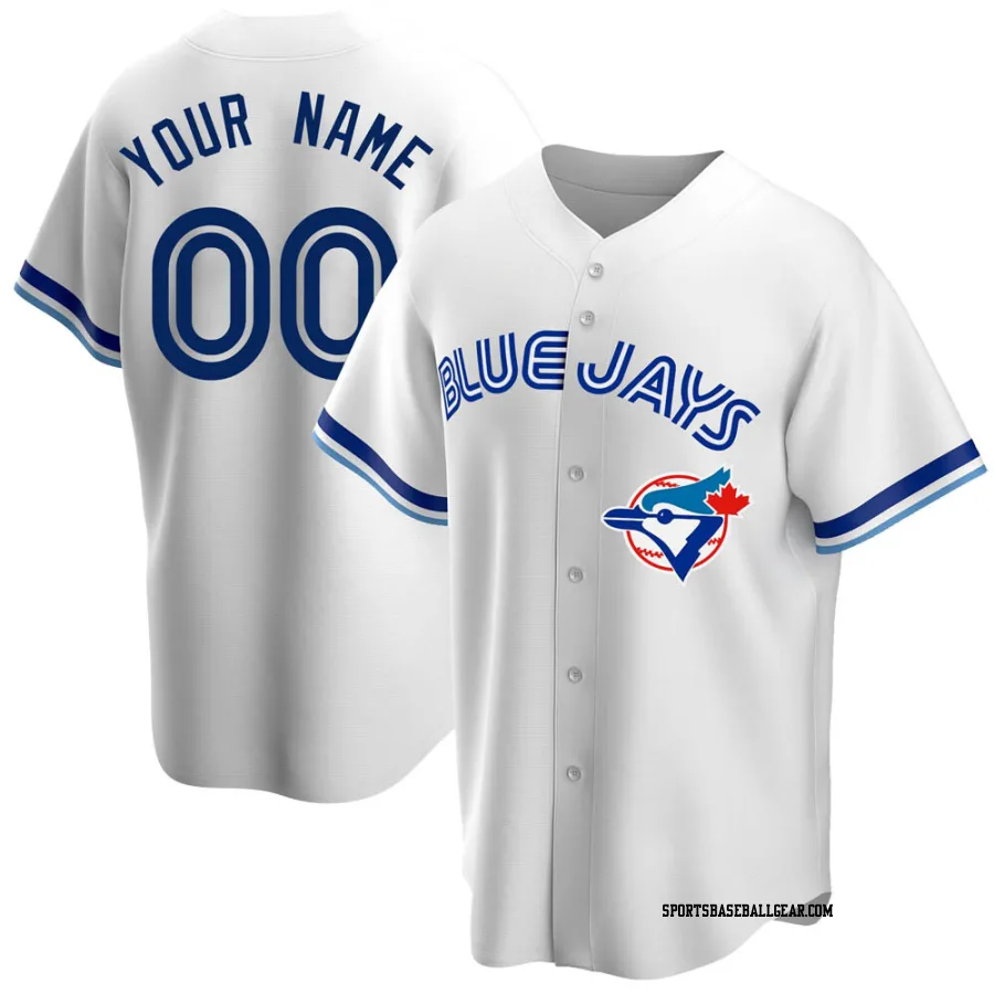 Custom Youth Toronto Blue Jays White Replica Home Cooperstown Collection Jersey