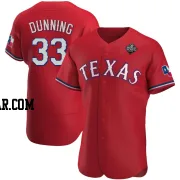 Dane Dunning Men's Texas Rangers Red Authentic Alternate 2023 World Series Jersey