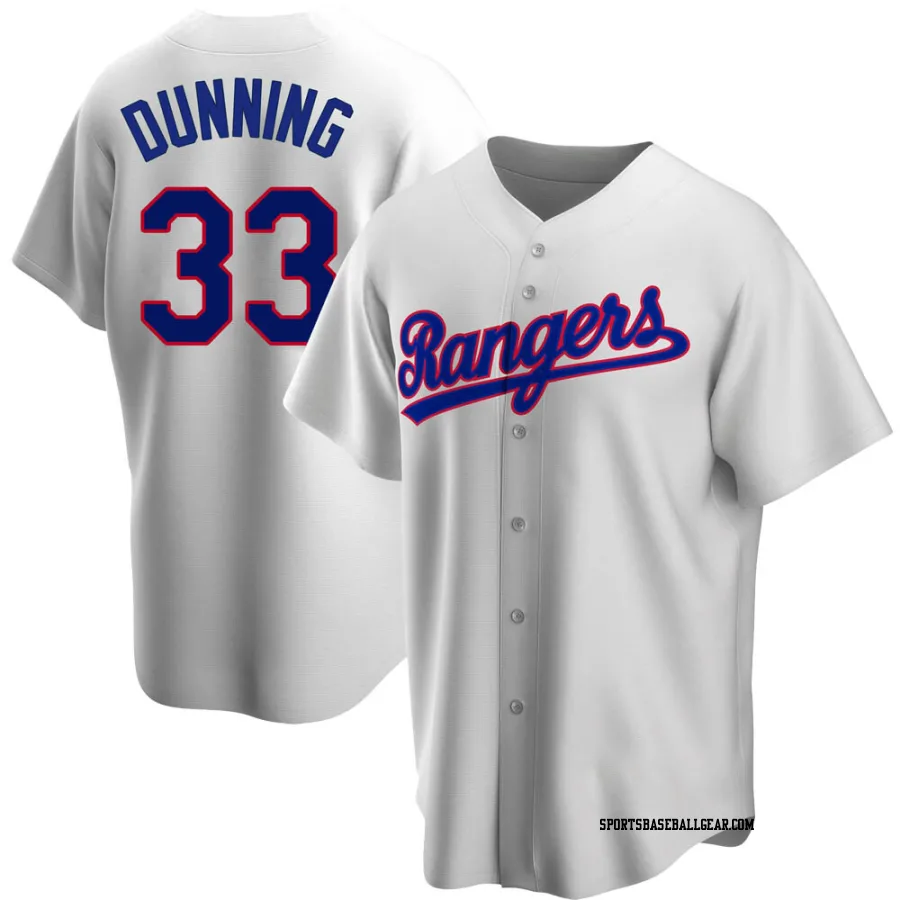 Dane Dunning Men's Texas Rangers White Replica Home Cooperstown Collection Jersey