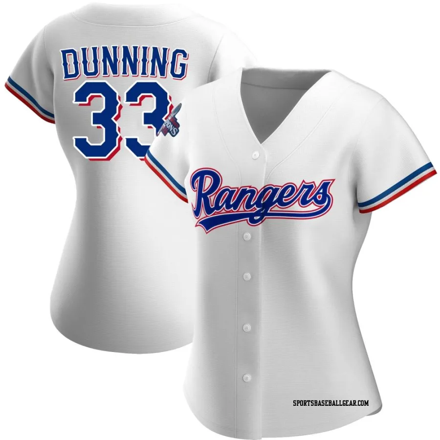 Dane Dunning Women's Texas Rangers White Authentic Home 2023 World Series Champions Jersey