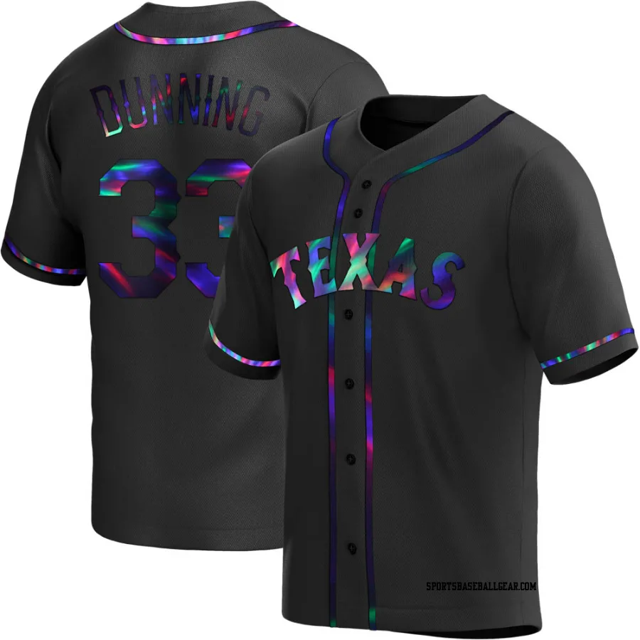 Dane Dunning Youth Texas Rangers Black Holographic Replica Alternate Jersey