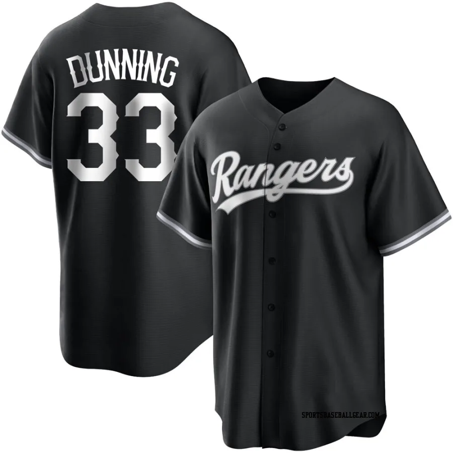 Dane Dunning Youth Texas Rangers Black/White Replica Jersey