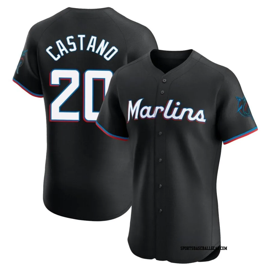 Daniel Castano Men's Miami Marlins Black Elite Alternate Vapor Premier Jersey