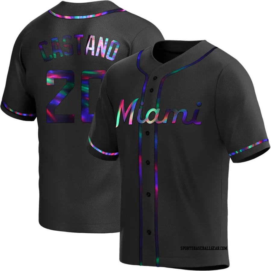 Daniel Castano Men's Miami Marlins Black Holographic Replica Alternate Jersey