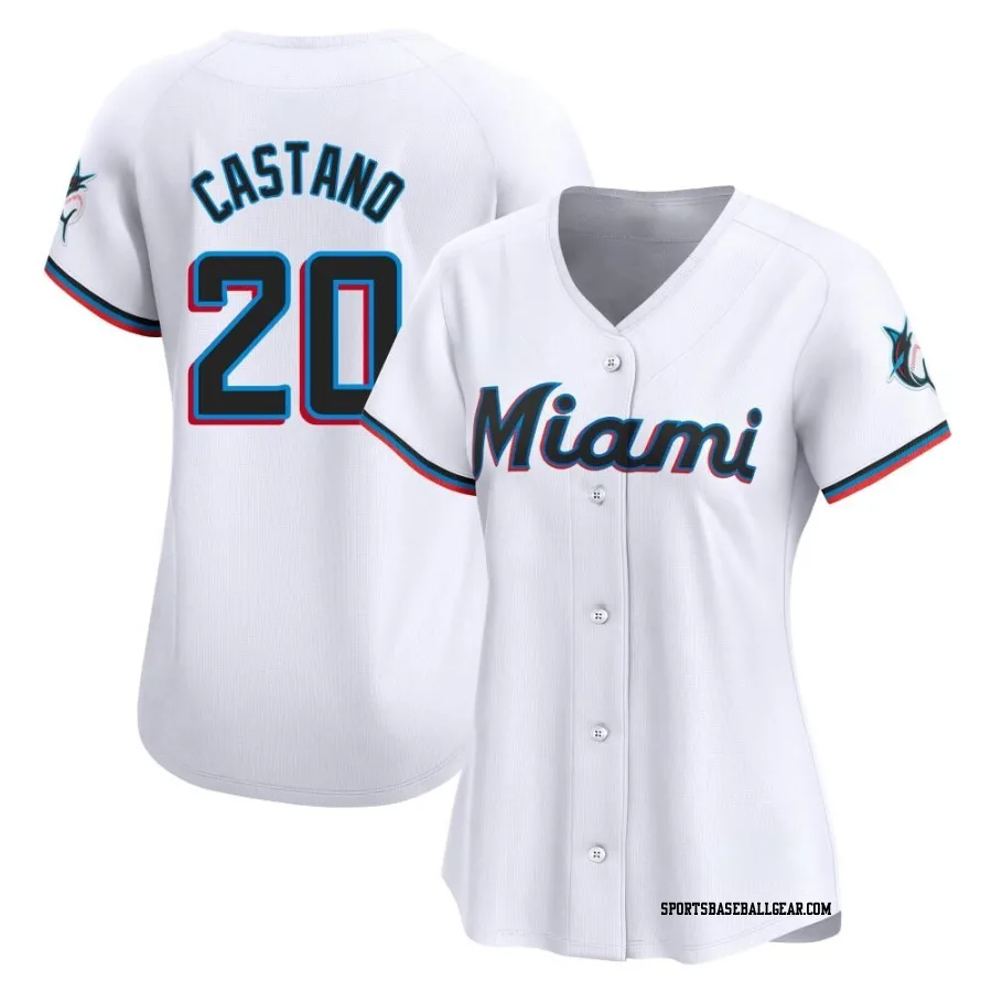 Daniel Castano Women's Miami Marlins White Limited Home Jersey