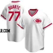 Daniel Duarte Men's Cincinnati Reds White Replica Home Cooperstown Collection Jersey