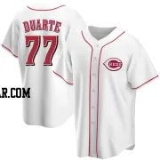 Daniel Duarte Men's Cincinnati Reds White Replica Home Jersey