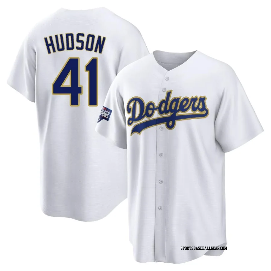 Daniel Hudson Men's Los Angeles Dodgers White/Gold Replica 2021 Gold Program Player Jersey