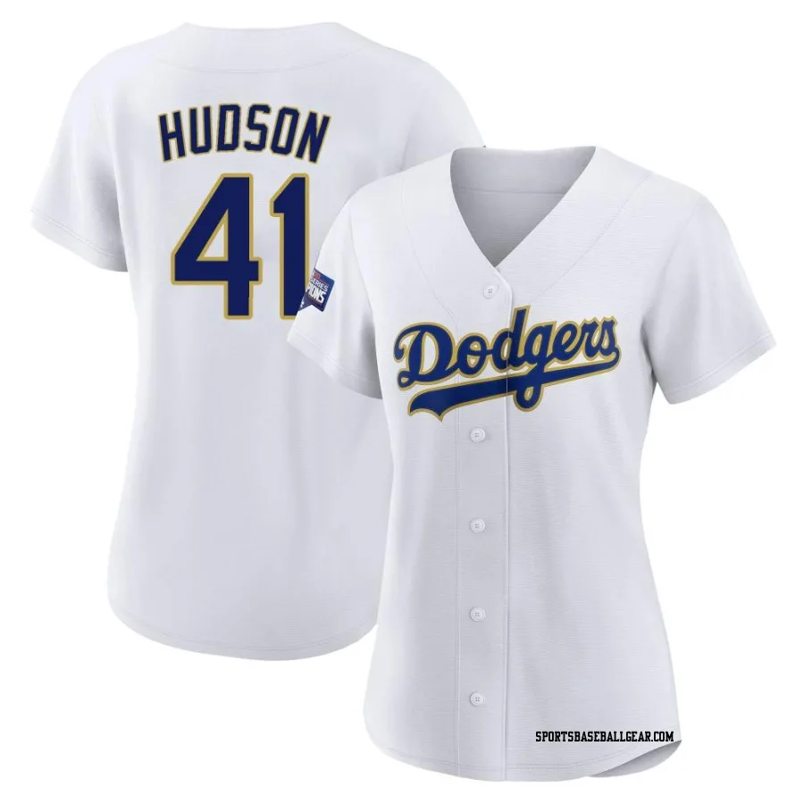 Daniel Hudson Women's Los Angeles Dodgers White/Gold Authentic 2021 Gold Program Player Jersey