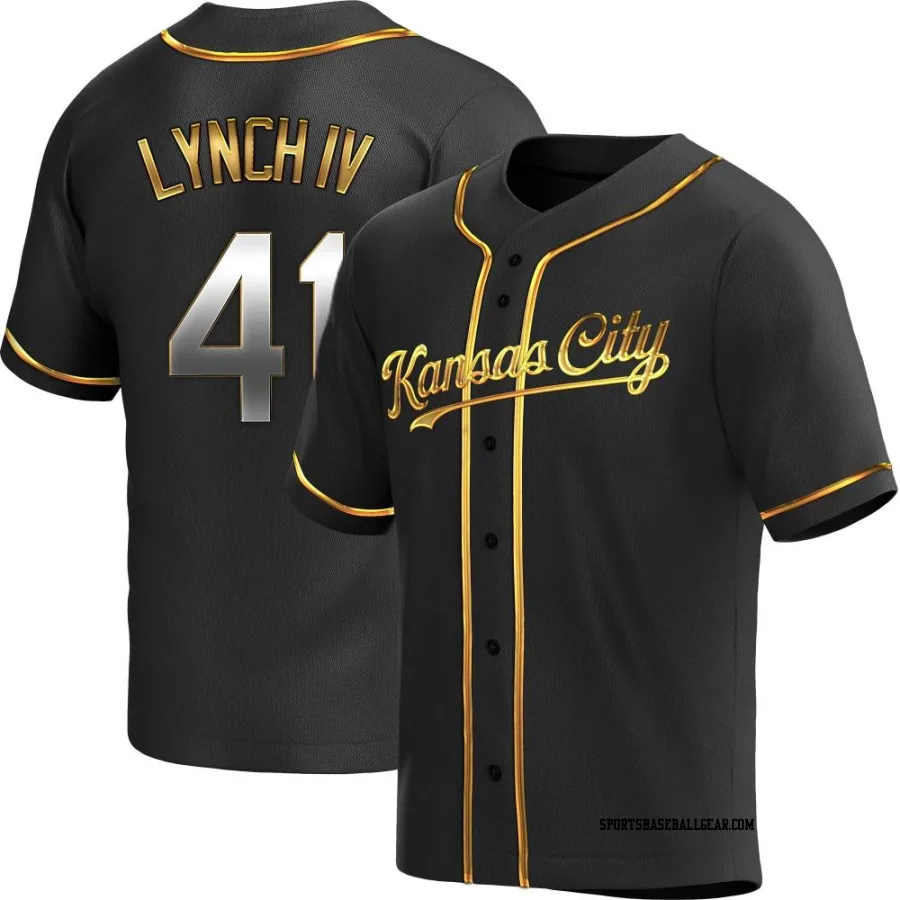 Daniel Lynch IV Men's Kansas City Royals Black Golden Replica Alternate Jersey