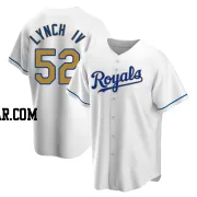 Daniel Lynch IV Men's Kansas City Royals Gold Replica White Home Jersey