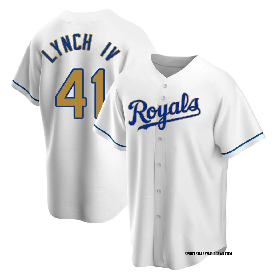 Daniel Lynch IV Men's Kansas City Royals Gold Replica White Home Jersey