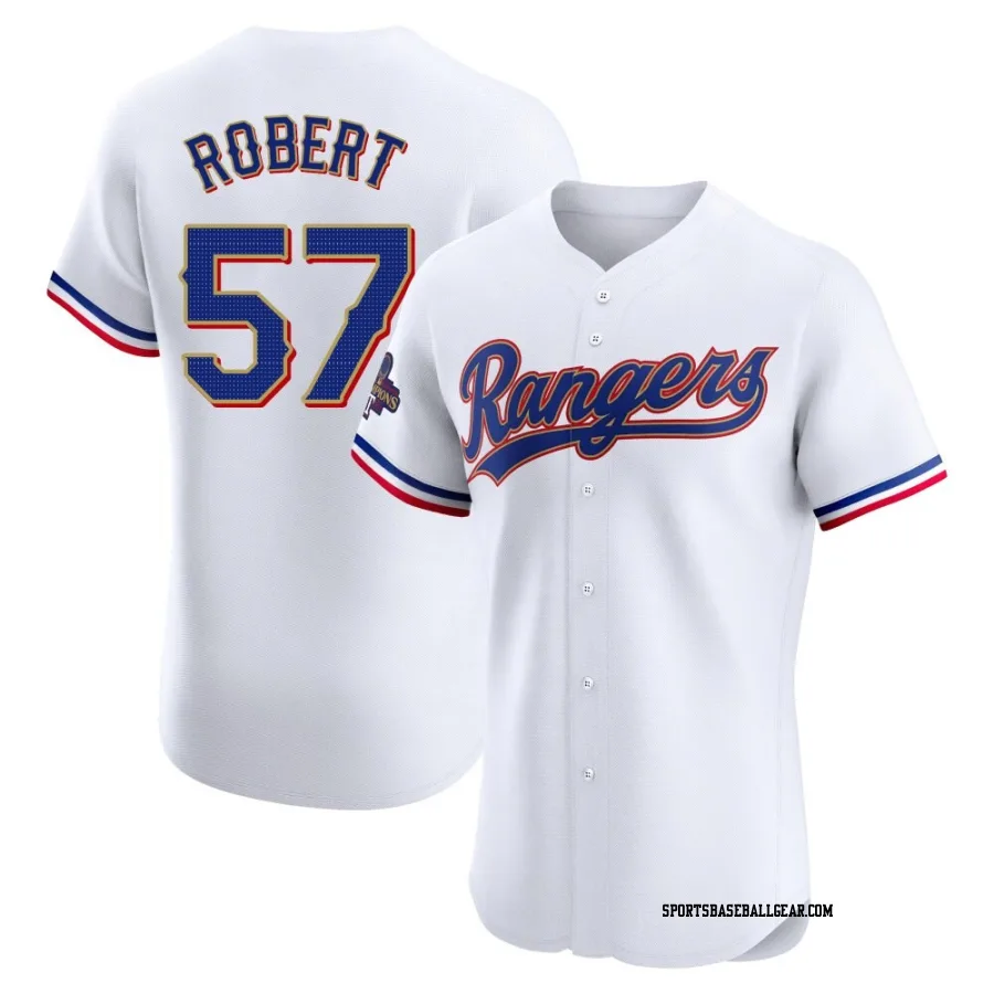 Daniel Robert Men's Texas Rangers Gold Elite White 2024 Collection Jersey