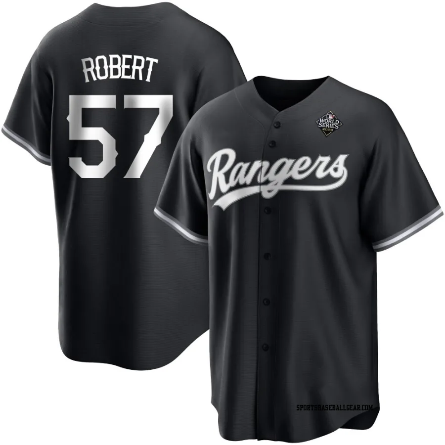 Daniel Robert Youth Texas Rangers White Replica Black 2023 World Series Jersey