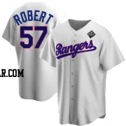 Daniel Robert Youth Texas Rangers White Replica Home Cooperstown Collection 2023 World Series Jersey